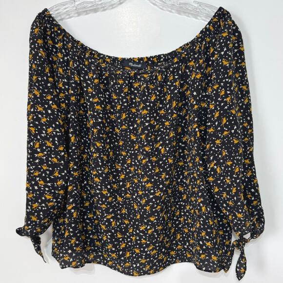 Madewell Women’s 100% Silk Off-the-Shoulder Top in Falling Leaves Size Medium - Picture 8 of 10
